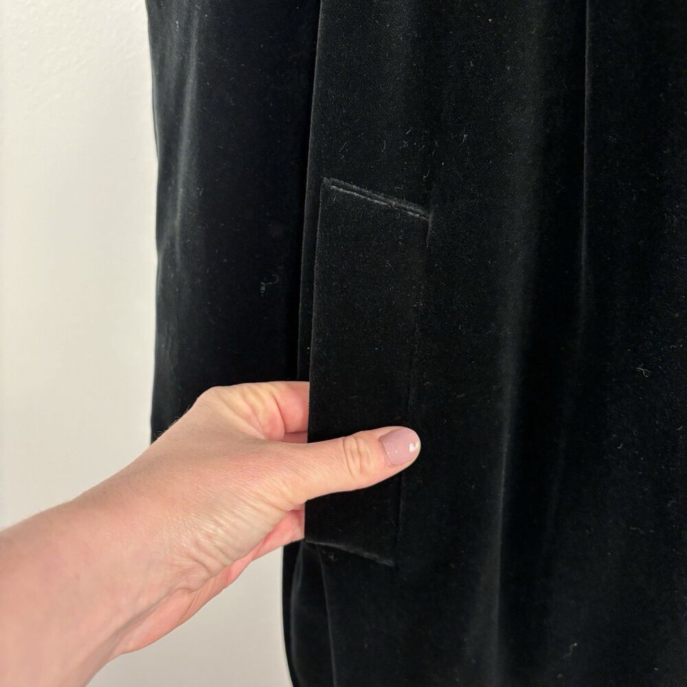 Vintage Black Velvet Long Opera Coat Dress Gothic Evening J S Collections Small - Picture 5 of 12